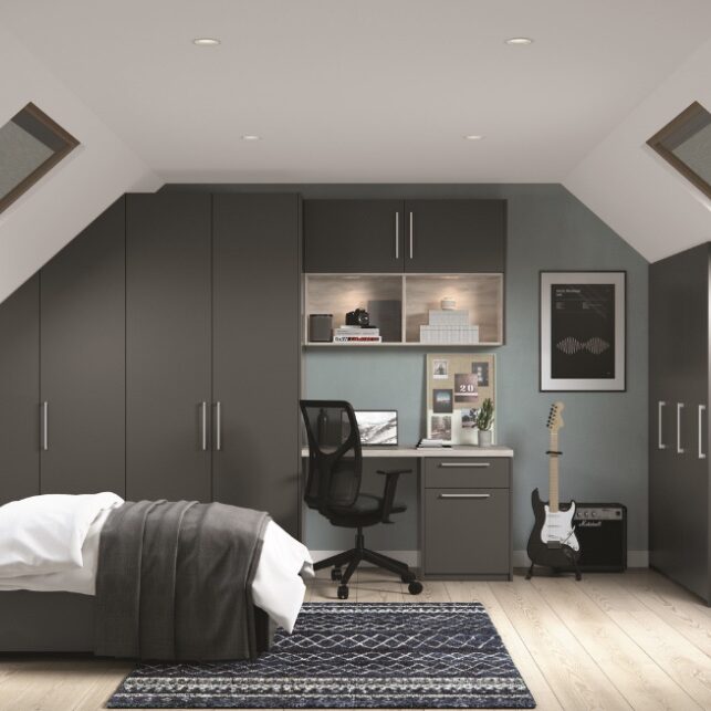 Wardrobe doors by IDS in a modern home office and bedroom