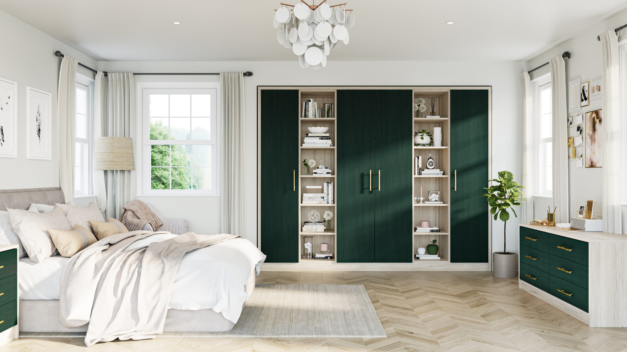 Hinged Wardrobe Doors in Matt Fir Green