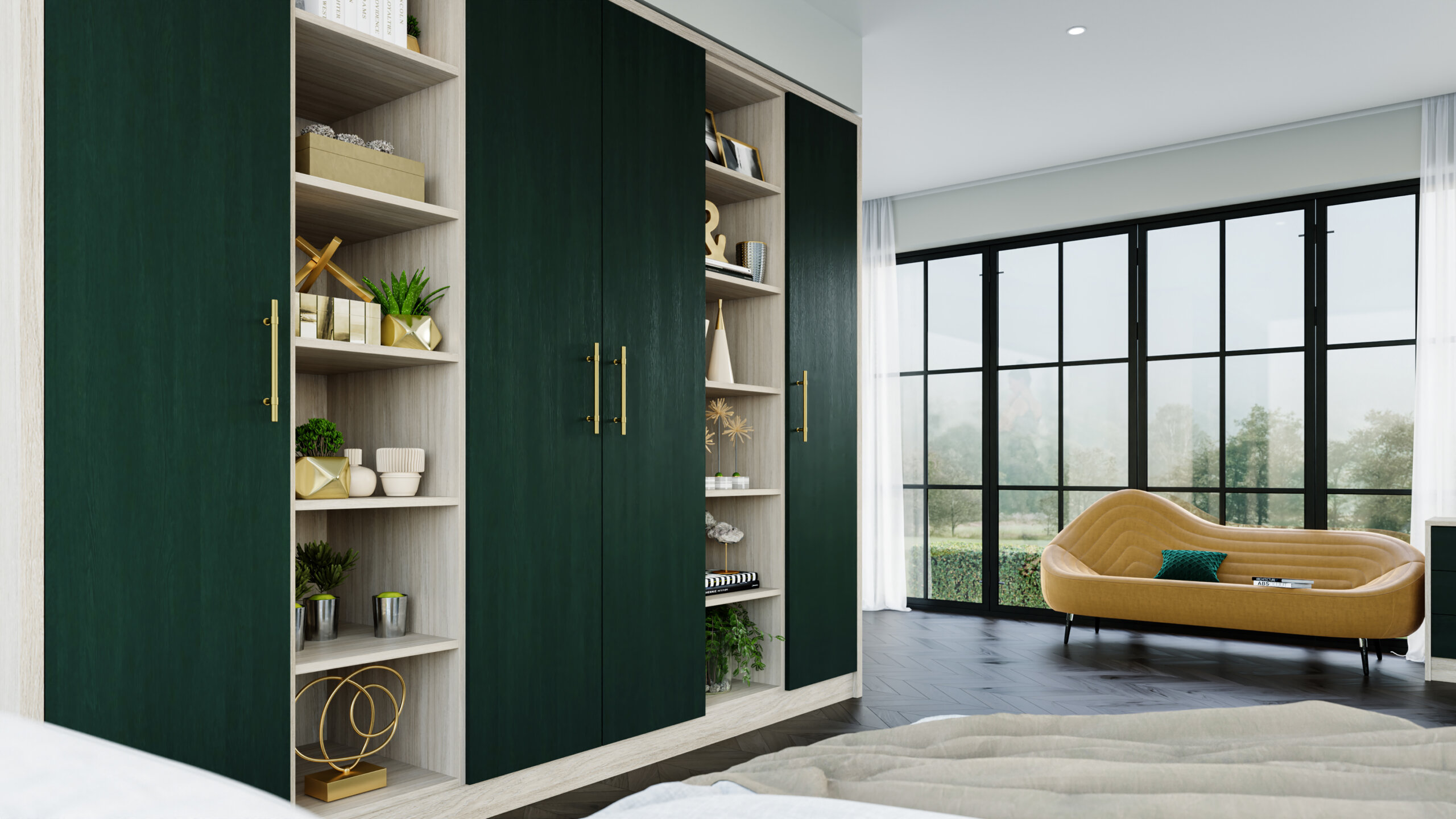 Hinged Wardrobe Doors in Matt Fir Green