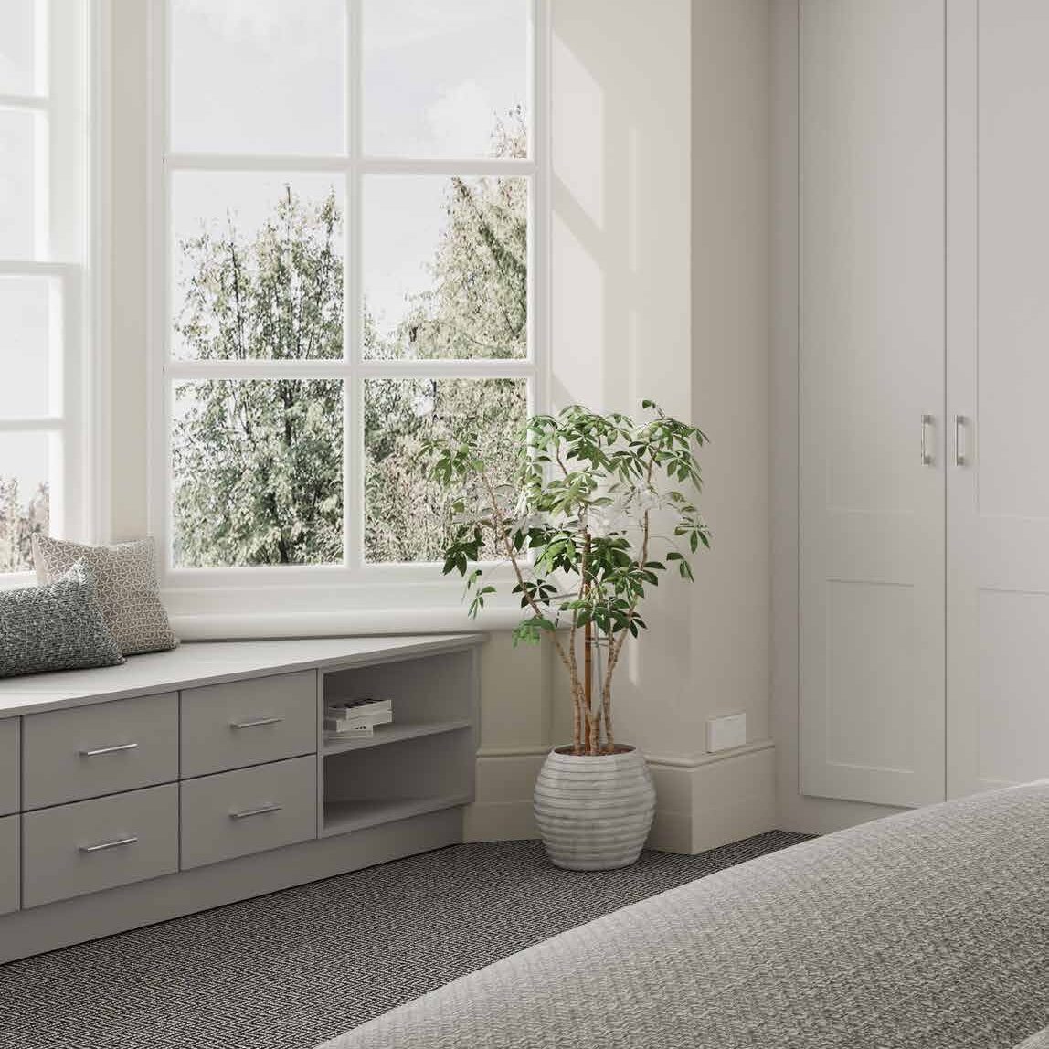 Hinged wardrobe doors in dove grey supermatt