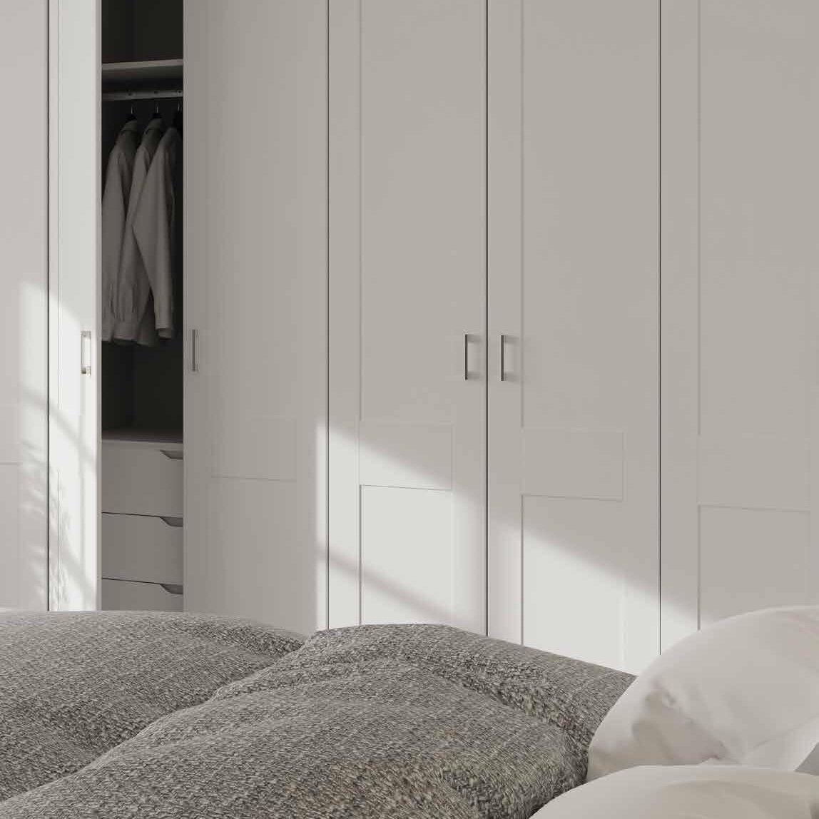 Hinged wardrobe doors in dove grey