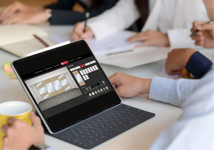 Sales Configurator Interior Door Systems Sales Configurator displaying sliding door configuration on a tablet by Interior Door Systems