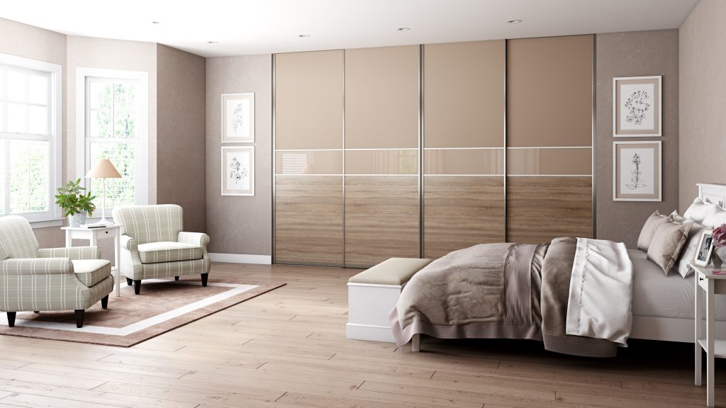 bespoke Sliding wardrobe doors with woodgrain 