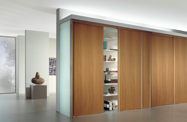 bespoke Sliding wardrobe doors with woodgrain styling